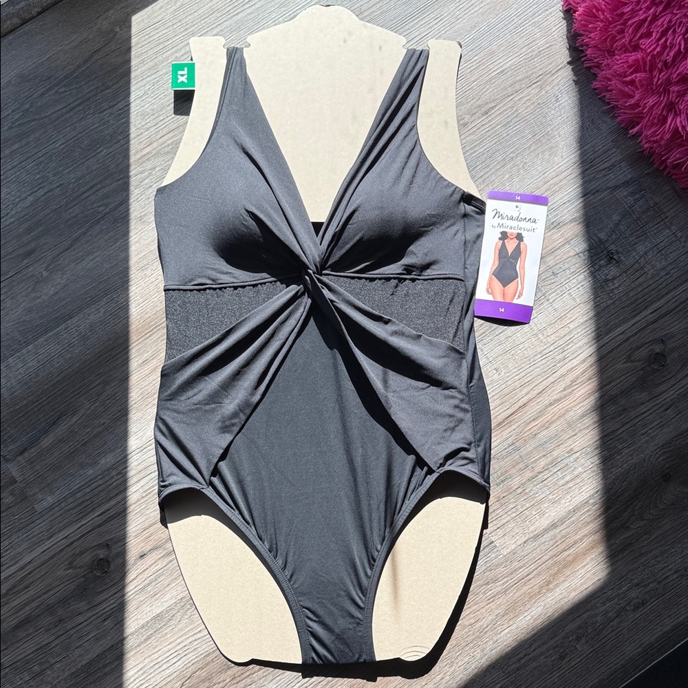 Miraclesuit Black Twist-Front  One-Piece swim suit